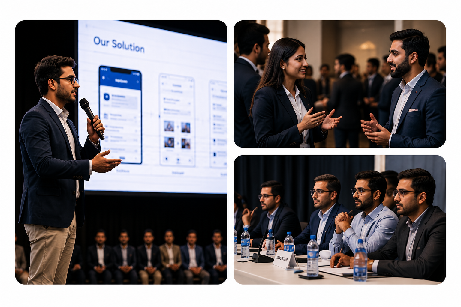Founder pitches, networking, and investor jury